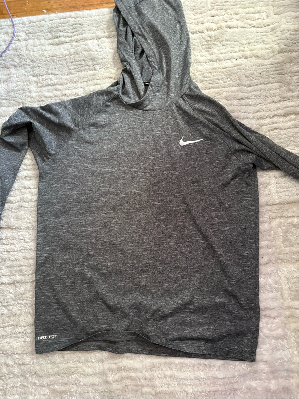 Nike Men’s Dark Gray Crewneck Hoodie with White Swoosh